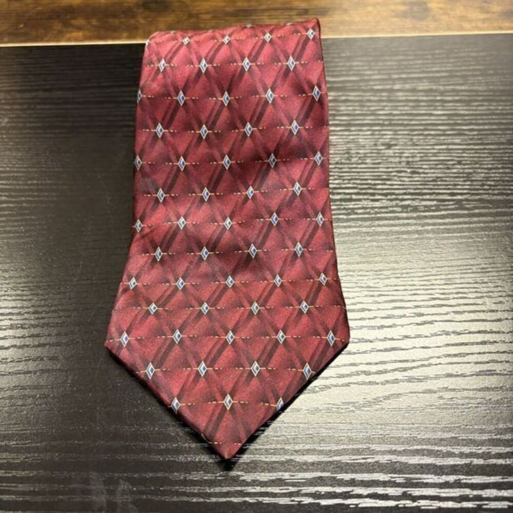 ZYLOS George Machado Men's‎ 100% Silk Neck Tie ~ Geometric Red Made in the USA!